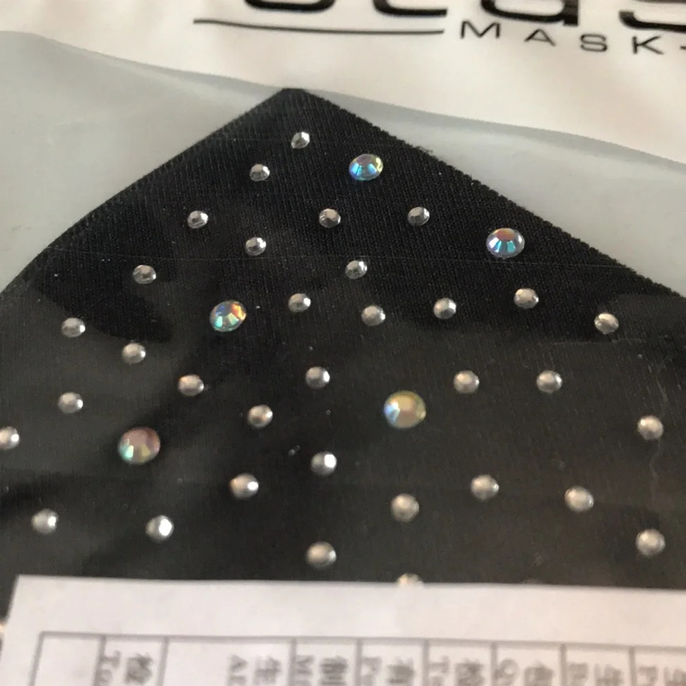 🔥 3/$15 Black Face Mask with Iridescent & Clear Rhinestones